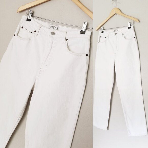 Abercrombie & Fitch Women's White Straight Leg Jeans - Picture 15 of 16